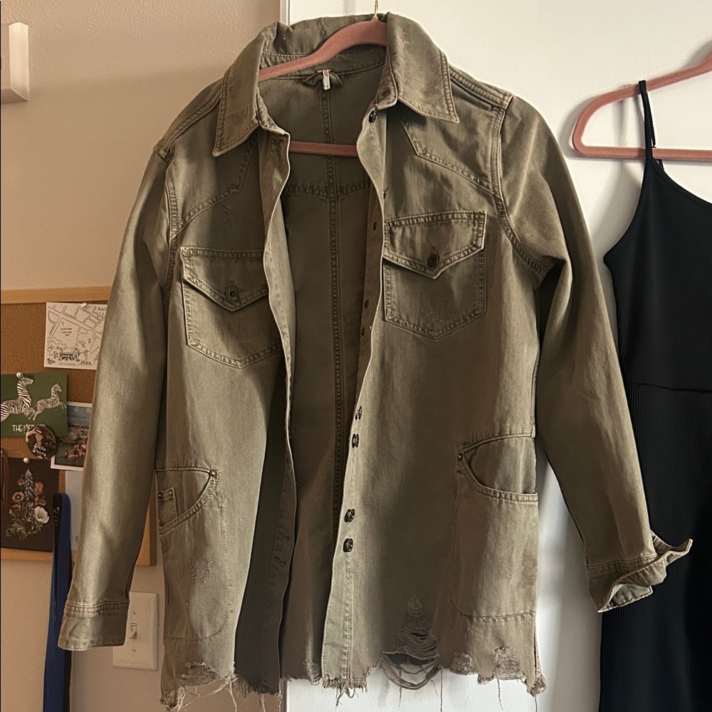 Free People Olive Green Utility Jacket